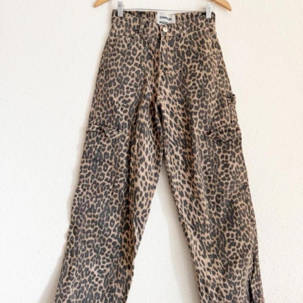 Damson Madder Leopard Drew Cargos Charcoal Animal Print